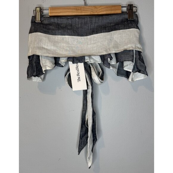 A Piece Apart Crop top Size 4 Striped Tie Back Closure Small Sleeveless Linen - Picture 2 of 6